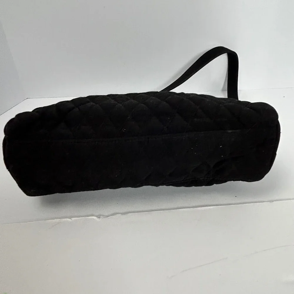 Vera Bradley Black Quilted Velvet Baguette Shoulder Bag Gold Hardware‎ Vintage